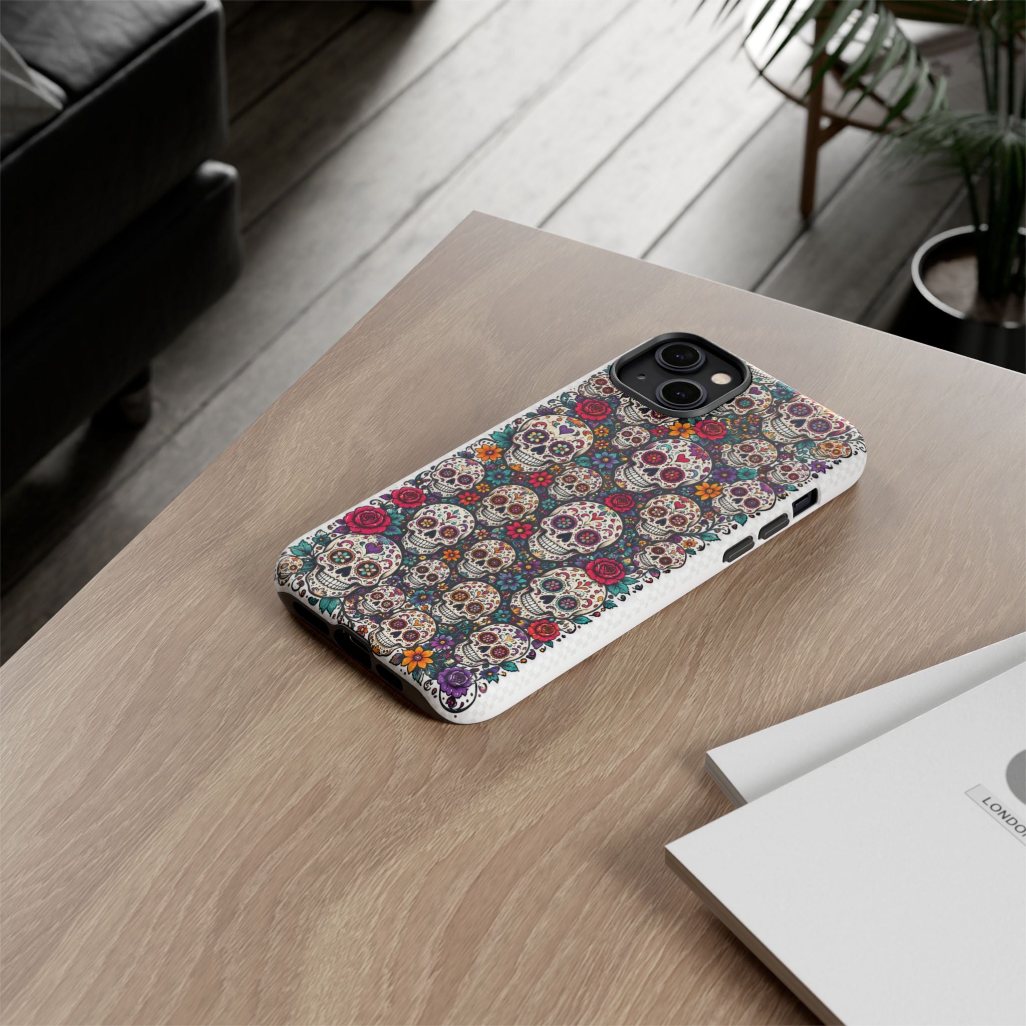 Sugar Skull Tough Phone Case — Floral Day of the Dead Protective Cover