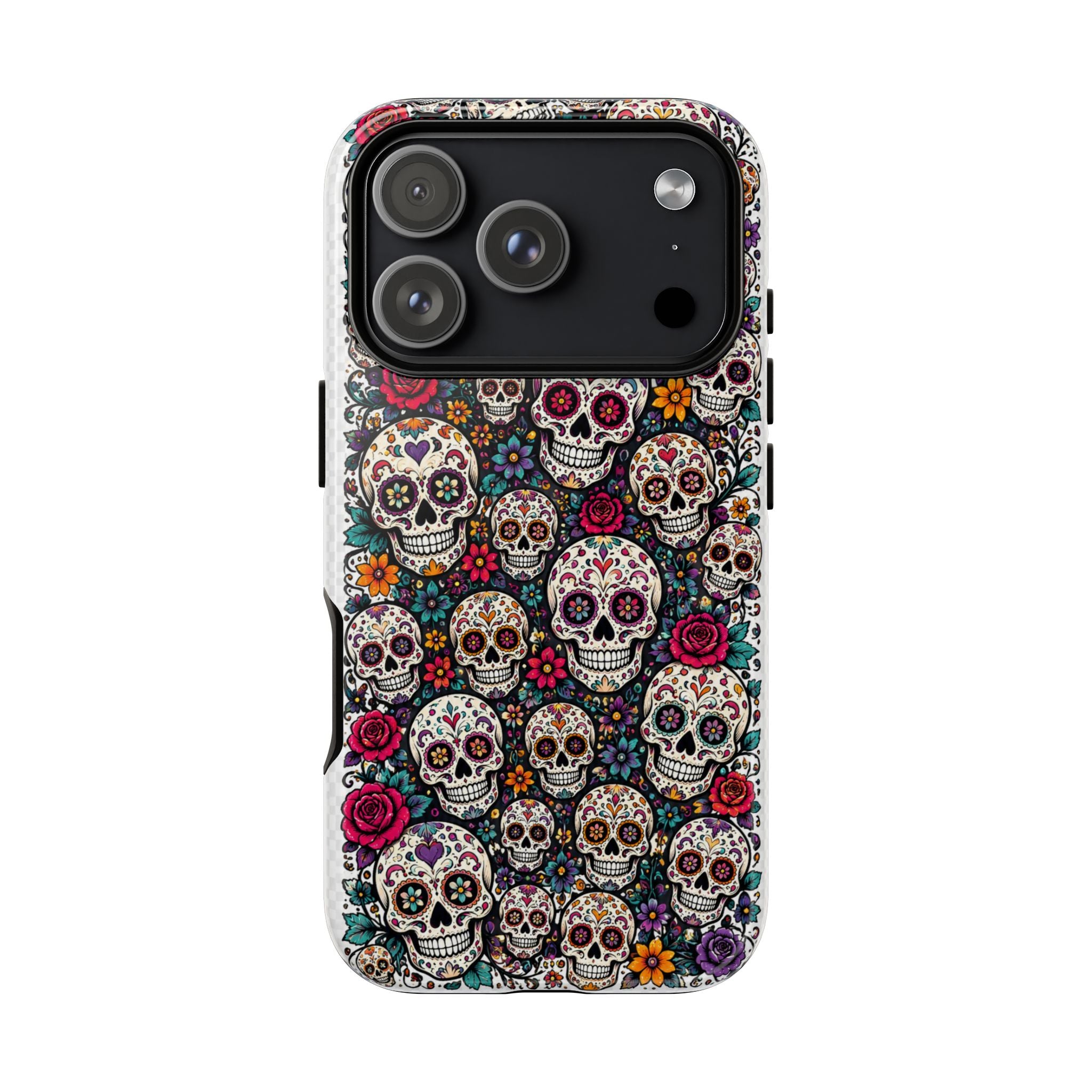 Sugar Skull Tough Phone Case — Floral Day of the Dead Protective Cover