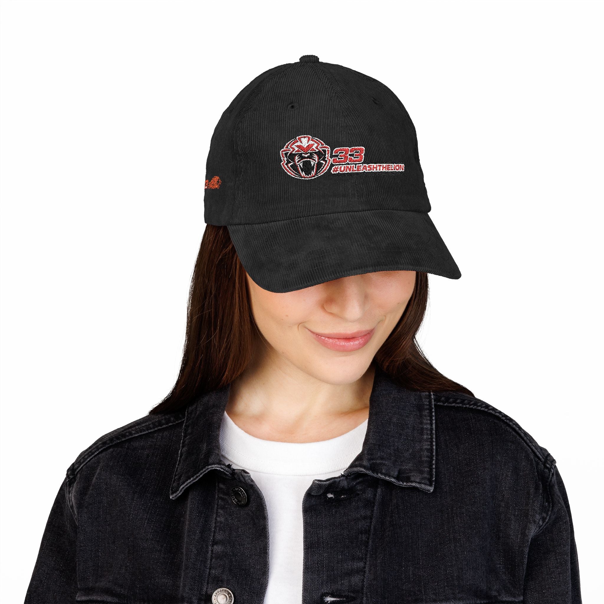 'Unleash the Lion #33' Embroidered Patch Corduroy Vintage Cap
