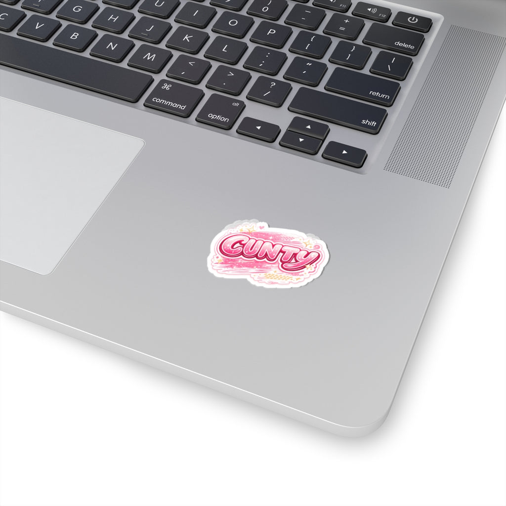 Edgy Pink Glitter "Cunty" Kiss-Cut Sticker