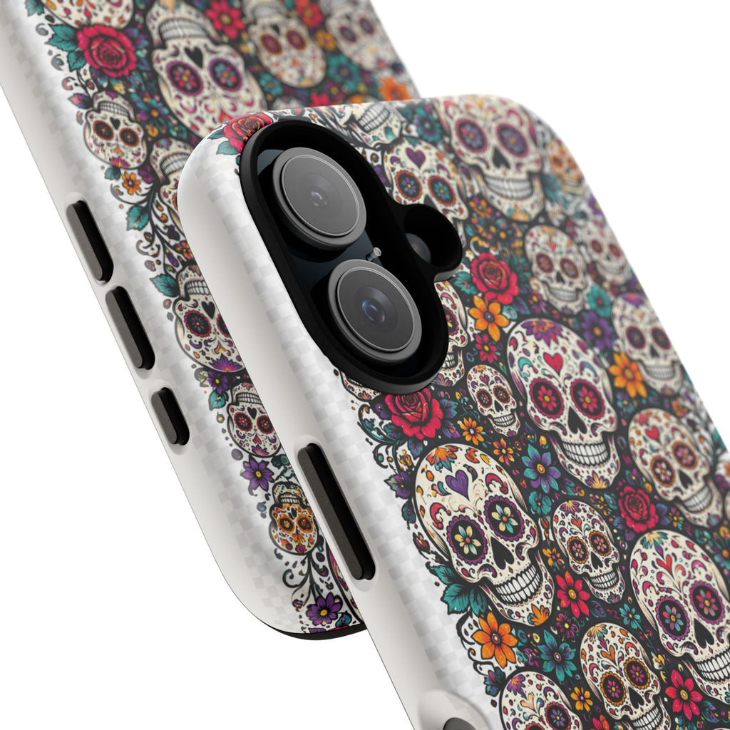 Sugar Skull Tough Phone Case — Floral Day of the Dead Protective Cover