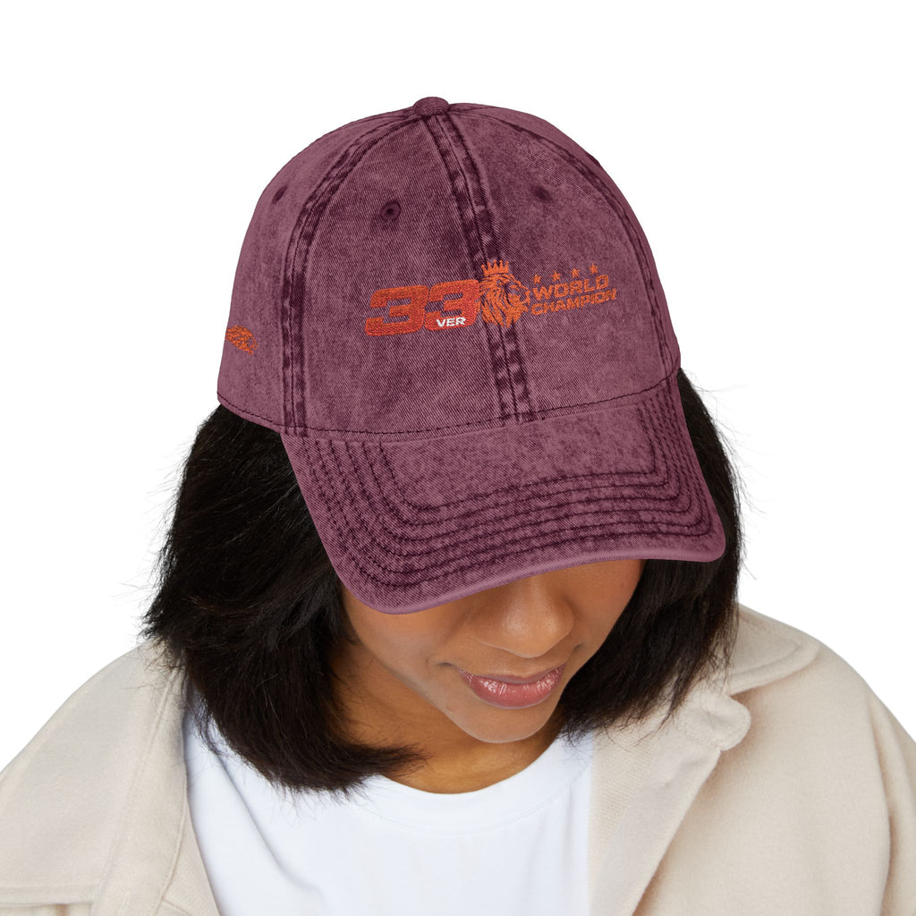 Unleash The Lion #33 Max Verstappen Vintage Embroidered Baseball Cap – Distressed Retro Logo Hat