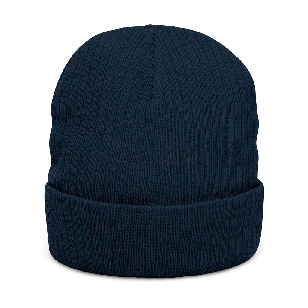 Embroidered Ribbed Beanie — 'SIMPLY LOVELY' Orange Logo Knit Hat