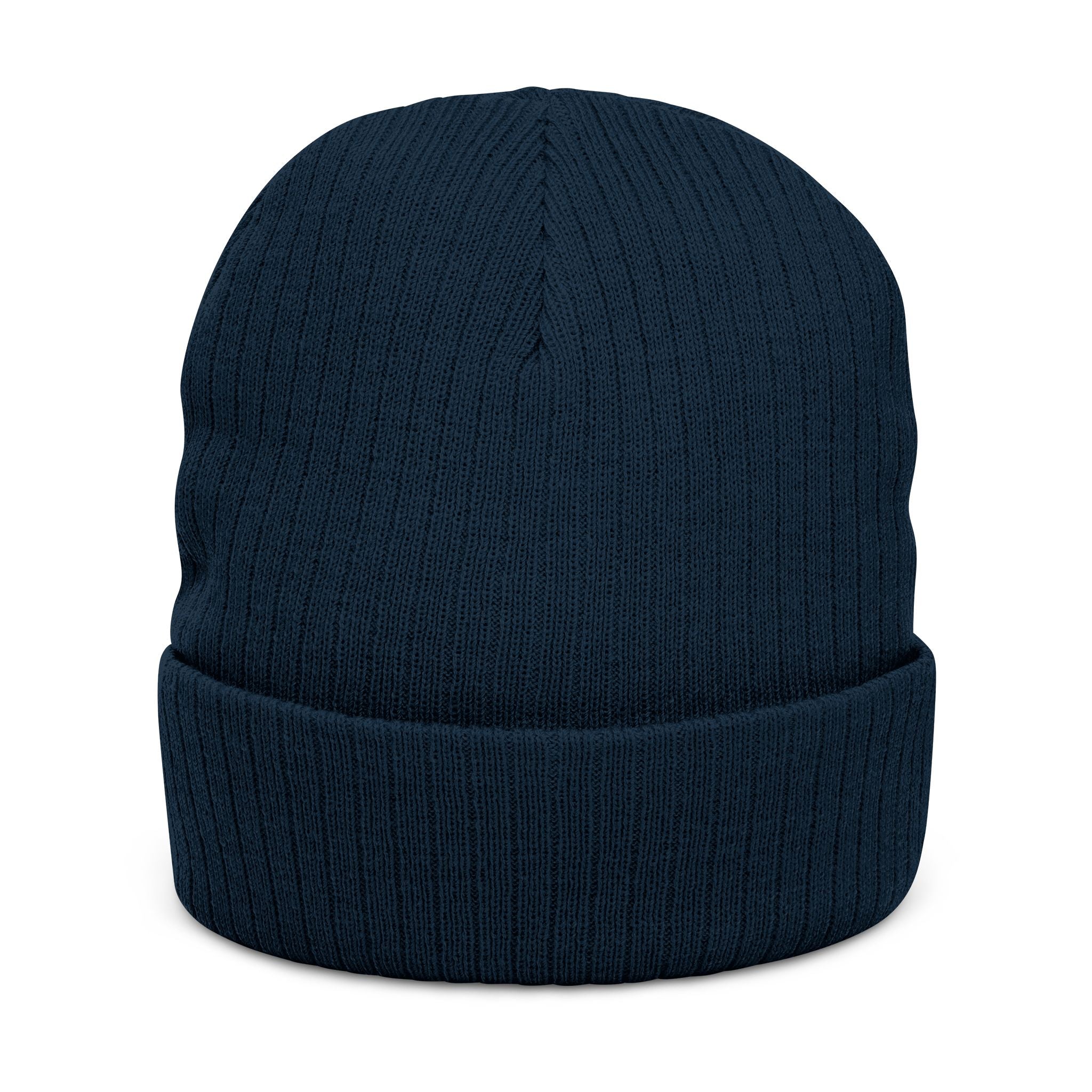 Embroidered Ribbed Beanie — 'SIMPLY LOVELY' Orange Logo Knit Hat